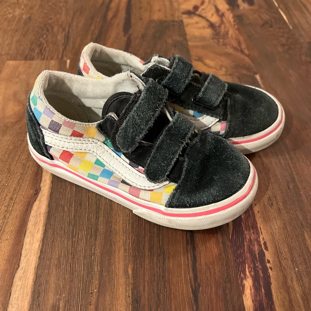 Rainbow checkered suede Vans - Toddler size 8.5